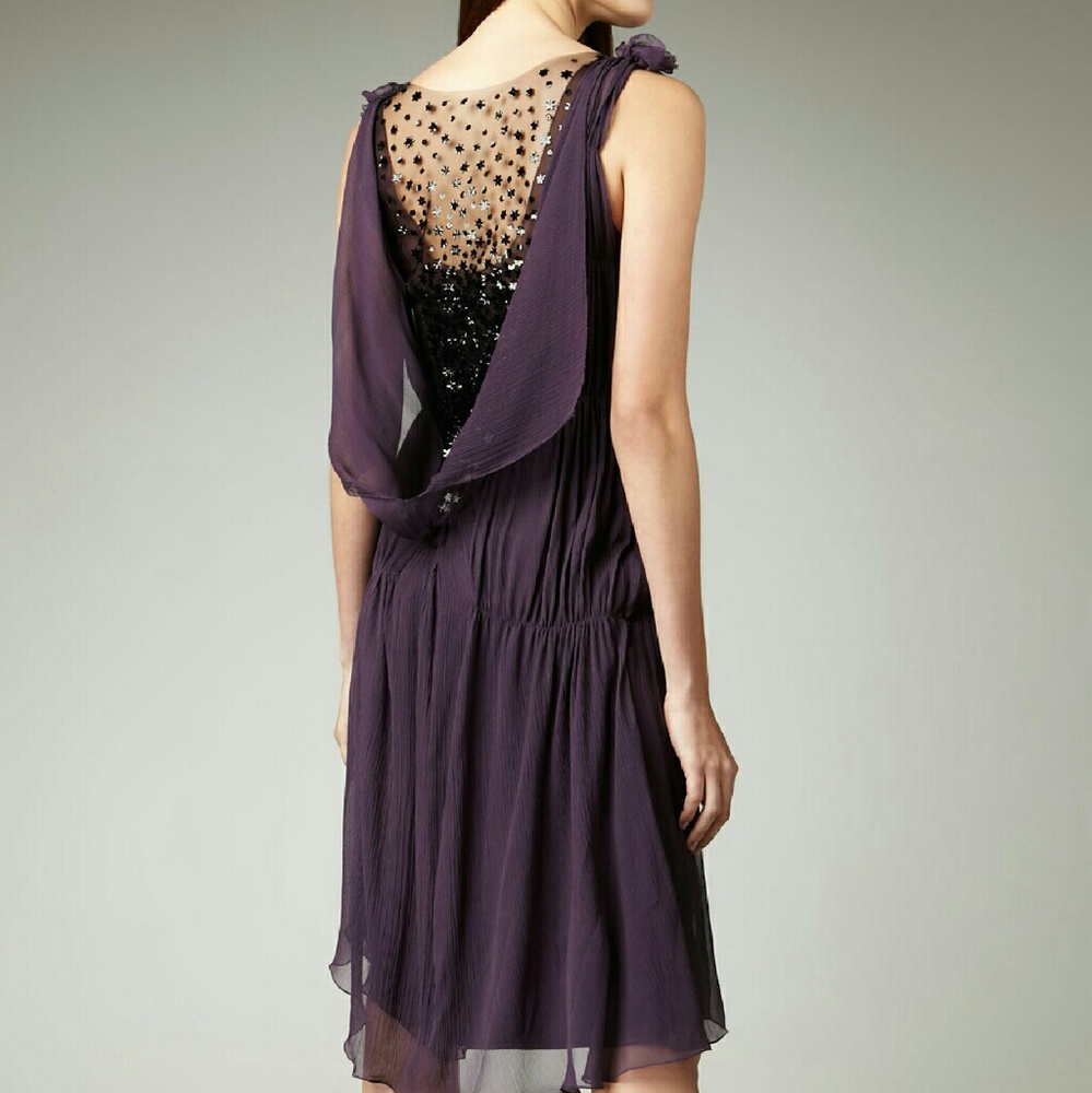 VERA WANG Lavender Label Beaded Back Dress